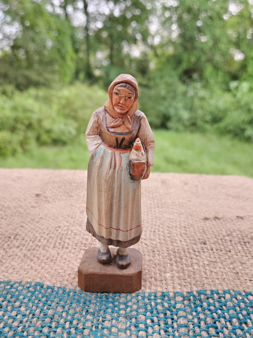 Hand-Carved Wooden Woman Figurine by P Maeder Lucerne Switzerland